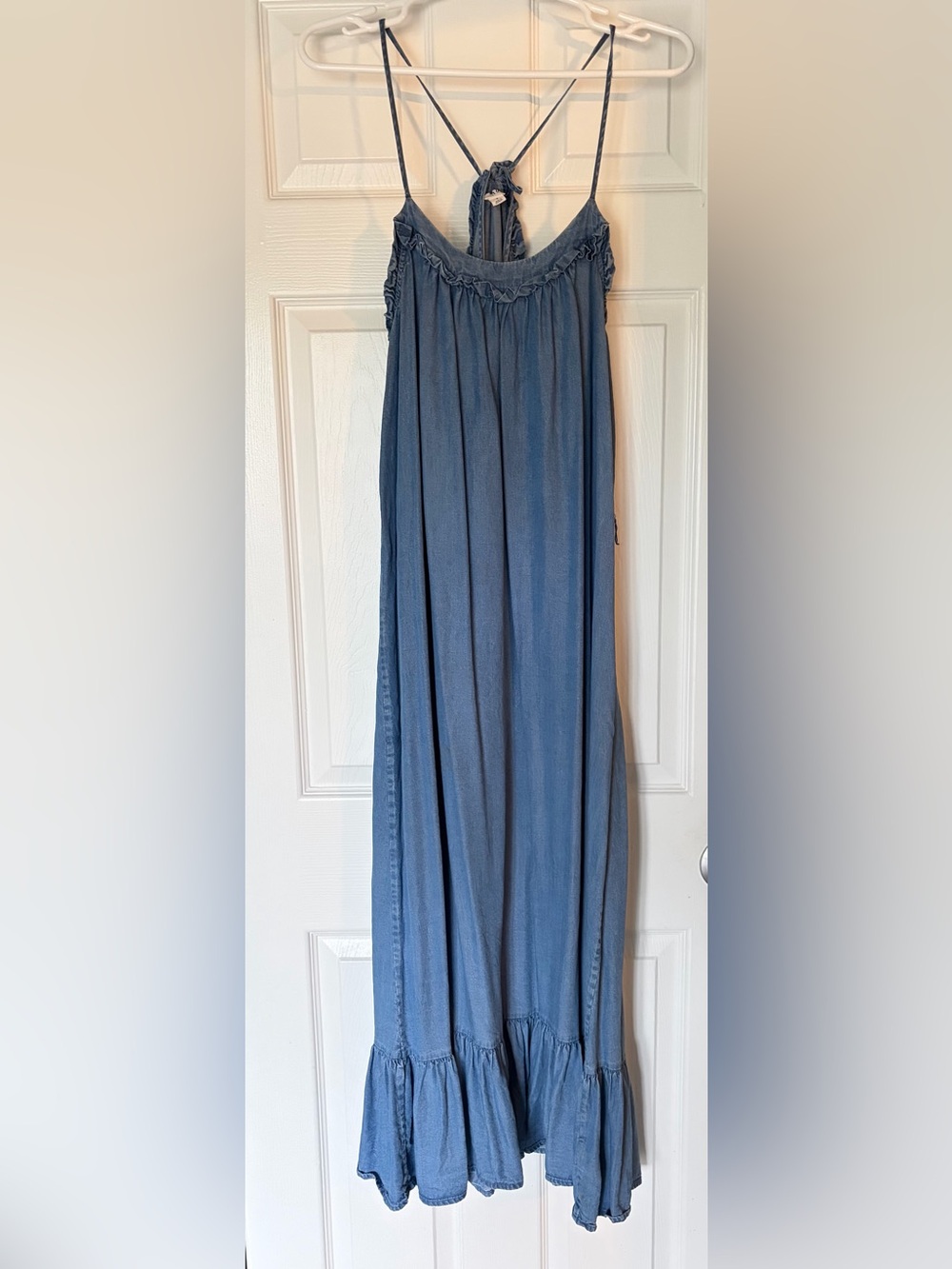 GAP Denim-Blue Maxi Skirt with Ruffle Hem